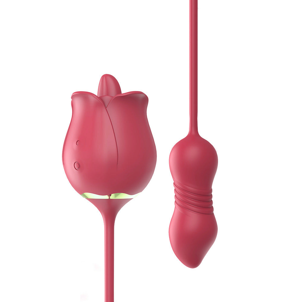 Rose Tongue Licking Thrusting Vibrator - 3-in-1