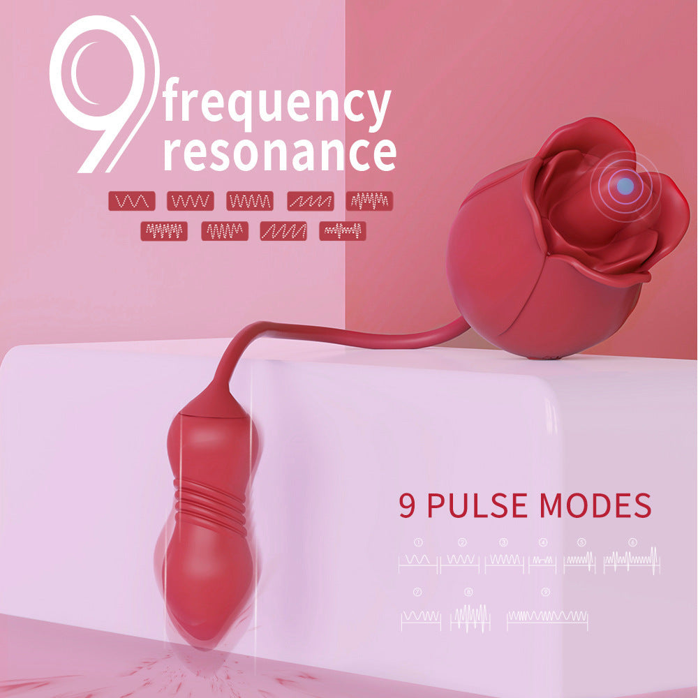 Rose Tongue Licking Thrusting Vibrator - 3-in-1