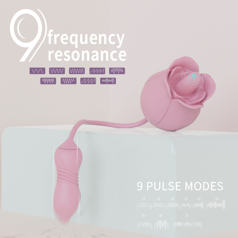 Rose Tongue Licking Thrusting Vibrator - 3-in-1