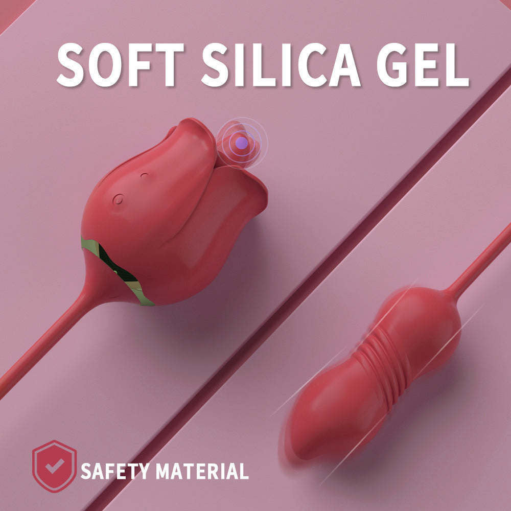 Rose Tongue Licking Thrusting Vibrator - 3-in-1