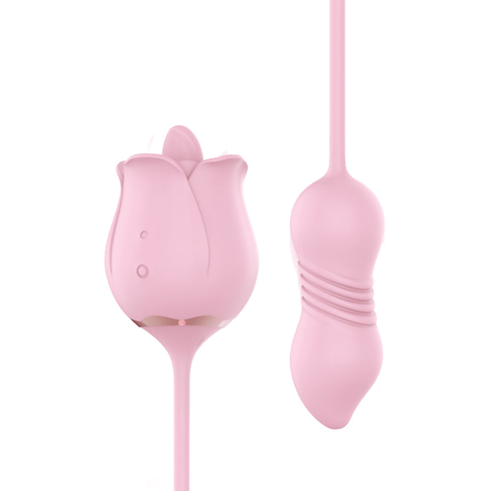 Rose Tongue Licking Thrusting Vibrator - 3-in-1