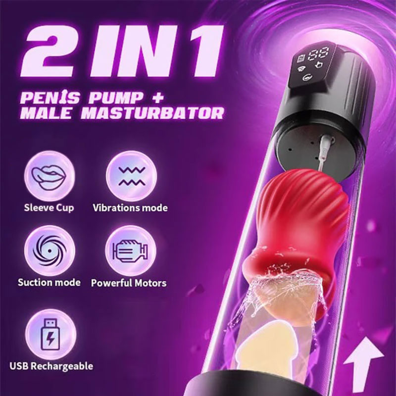 WONDEBLISS 2-in-1 penis pump masturbator function demonstration