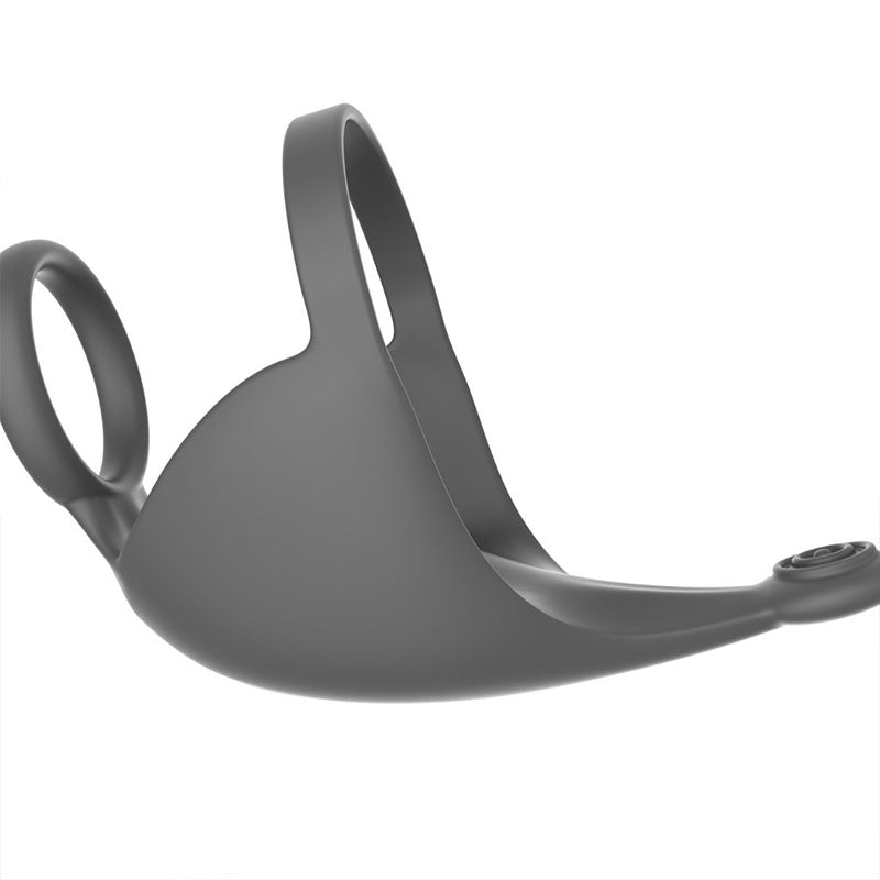 WONDEBLISS 3-in-1 vibrating cock ring black color side view detail