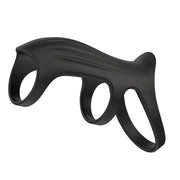 WONDEBLISS adjustable vibrating cock ring black color side view main product photo