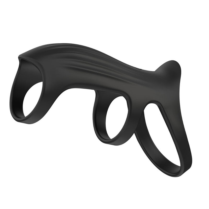 WONDEBLISS adjustable vibrating cock ring black color side view main product photo