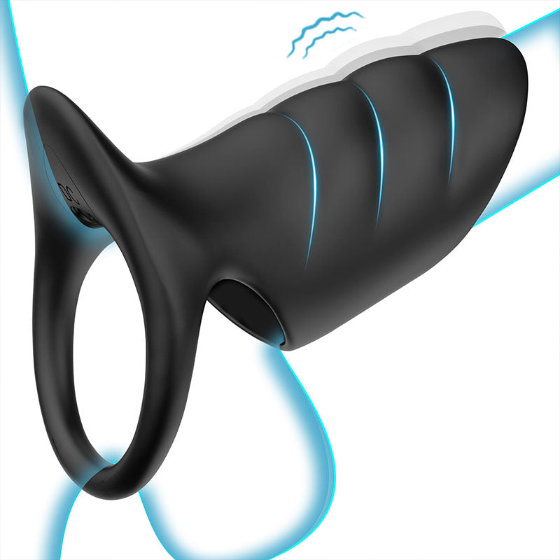 WONDEBLISS Aile vibrating cock ring black color side view main product photo