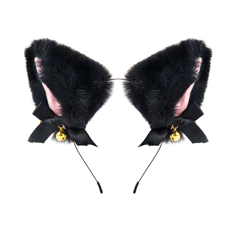 Wondebliss black cat bondage set cat ear headband detail