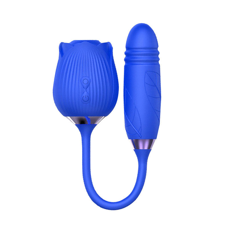 Wondebliss BloomGarden II Rose Vibrator Blue - Front View, Elegant Design