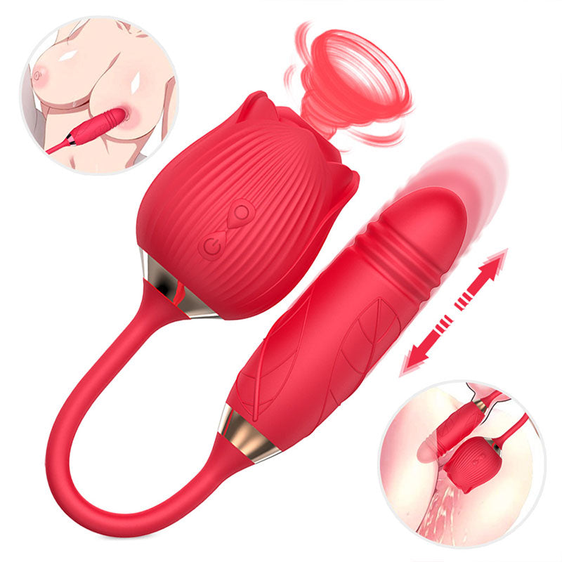 Wondebliss BloomGarden II Rose Vibrator Multi-Play Modes - 10 Vibration and Suction Combinations
