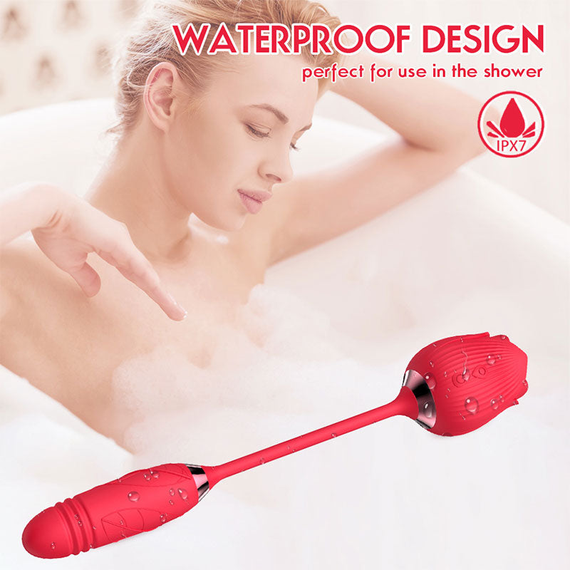 Wondebliss BloomGarden II Rose Vibrator IPX7 Waterproof - Shower-Safe, Easy to Clean