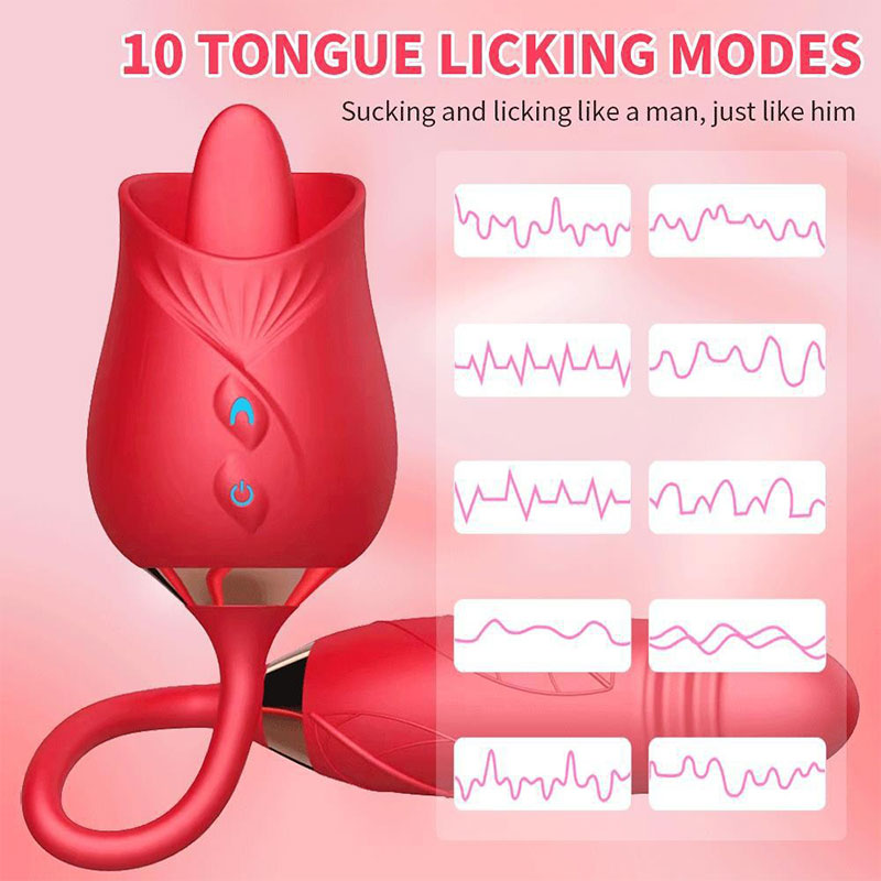 Wondebliss BloomGarden III Rose Tongue Vibrator - 10 Tongue Licking Modes, Customizable Patterns
