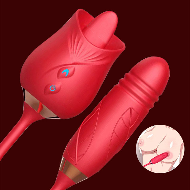 Wondebliss BloomGarden III Rose Tongue Vibrator Multi-Play Modes - Suction, Licking and G-Spot Combined