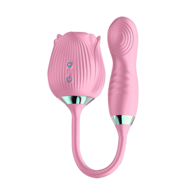 Wondebliss BloomGarden IV Rose Vibrator Pink - Front View, Elegant Rose Design