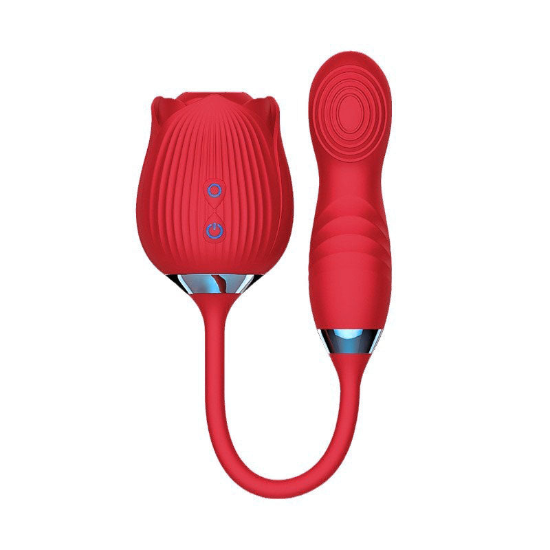 Wondebliss BloomGarden IV Rose Vibrator Red - Front View, Elegant Rose Design