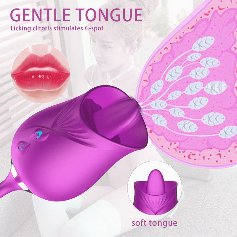 Wondebliss BloomGarden V Rose Tongue Vibrator G-Spot Targeted Stimulation - Precise Deep Stimulation