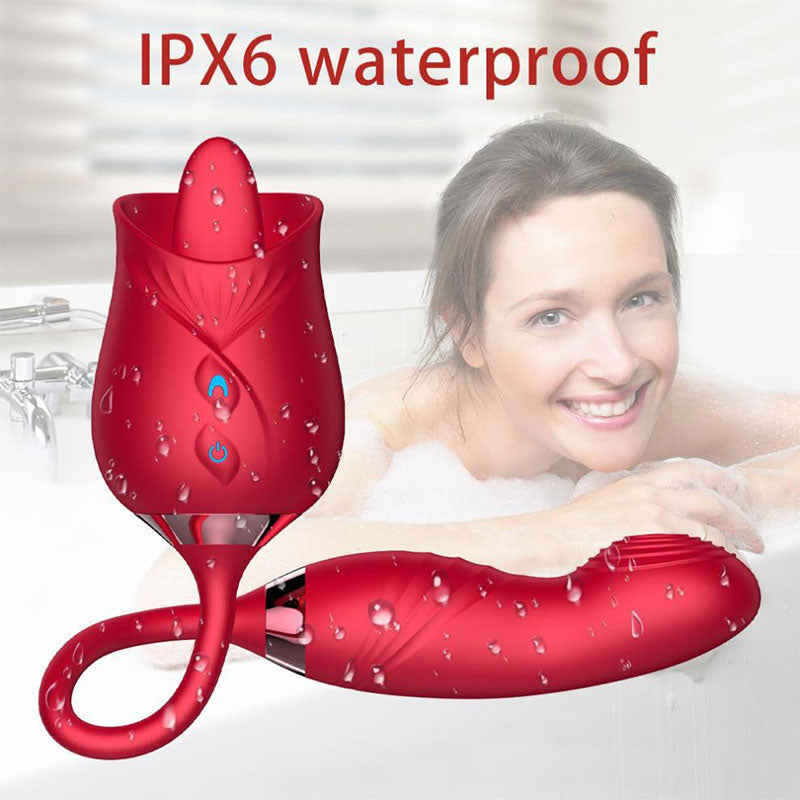 Wondebliss BloomGarden V Rose Tongue Vibrator IPX6 Waterproof - Shower-Safe, Easy to Clean