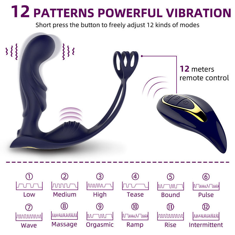 WONDEBLISS Blue Warrior 1.0 prostate massager 12 vibration modes detail