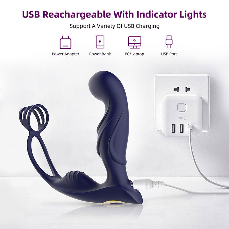 WONDEBLISS Blue Warrior 1.0 prostate massager USB charging cable detail