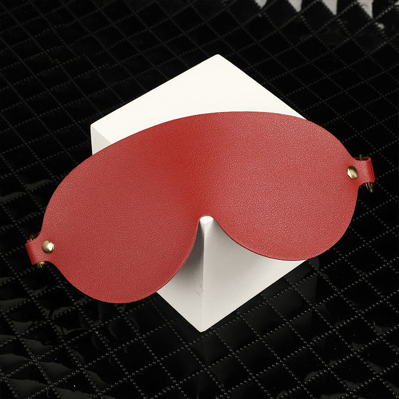 Wondebliss soft faux leather eye mask from 7-piece bondage restraint kit