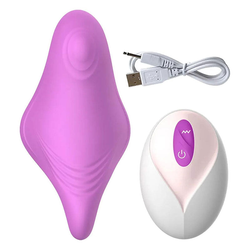 WONDEBLISS Bubble Fish wearable clitoral massager in purple – front view
