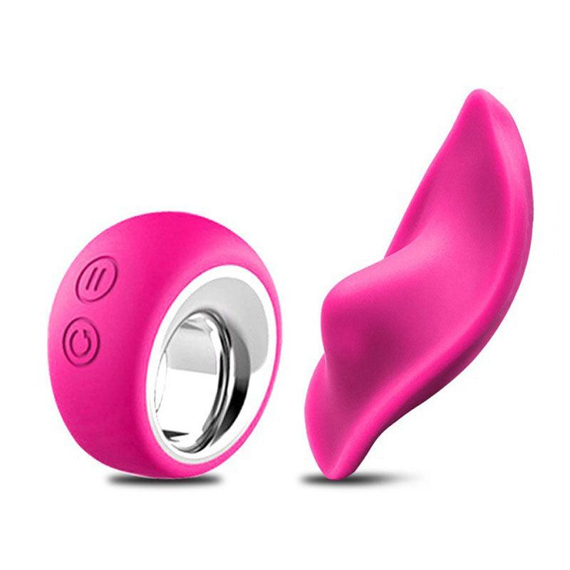 WONDEBLISS Butterfly Dual-Vibe wearable clitoral massager in fuchsia color