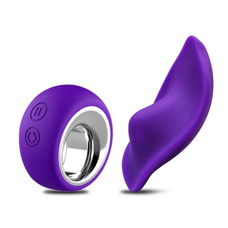 WONDEBLISS Butterfly Dual-Vibe wearable clitoral massager in purple color