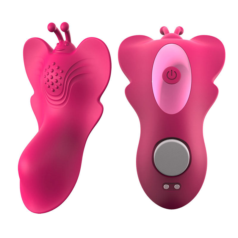 WONDEBLISS Butterfly Wearable Clitoral Suction Vibrator in Fuchsia
