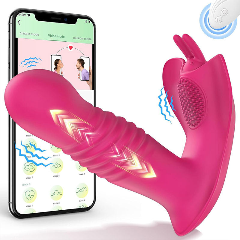 WONDEBLISS Butterfly Thrusting wearable massager fuchsia app and remote control version