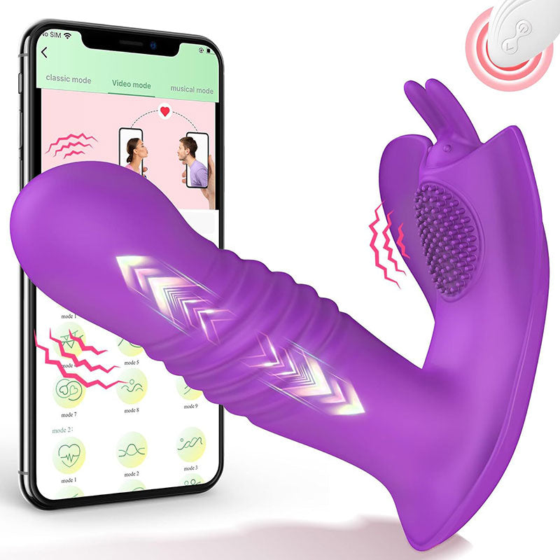 WONDEBLISS Butterfly Thrusting wearable massager purple app and remote control version