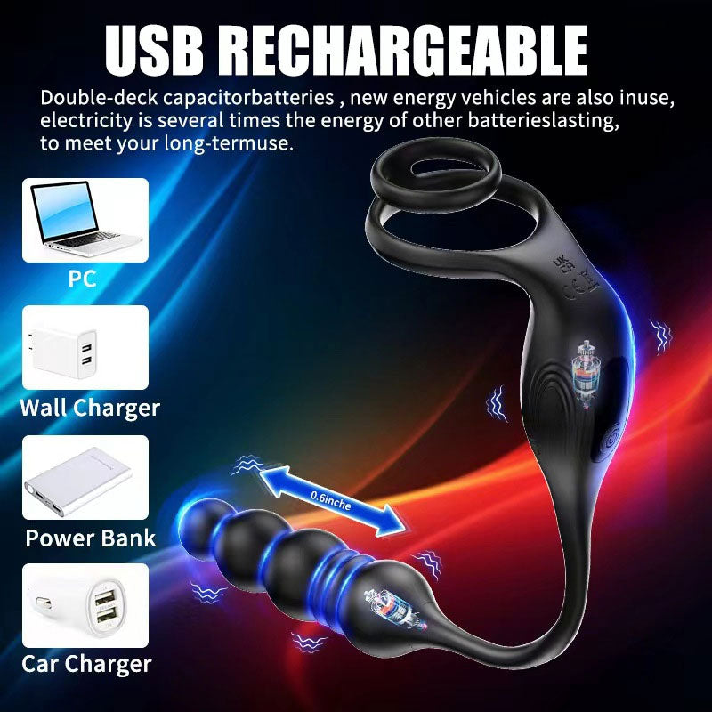 WONDEBLISS vibrating cock ring USB magnetic charging