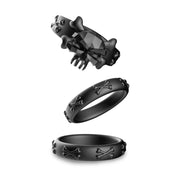 WONDEBLISS Devil cock ring 3-piece set black color front main product photo