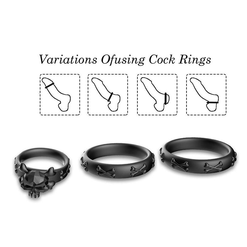 WONDEBLISS Devil cock ring 3-piece set multiple wearing methods demonstration