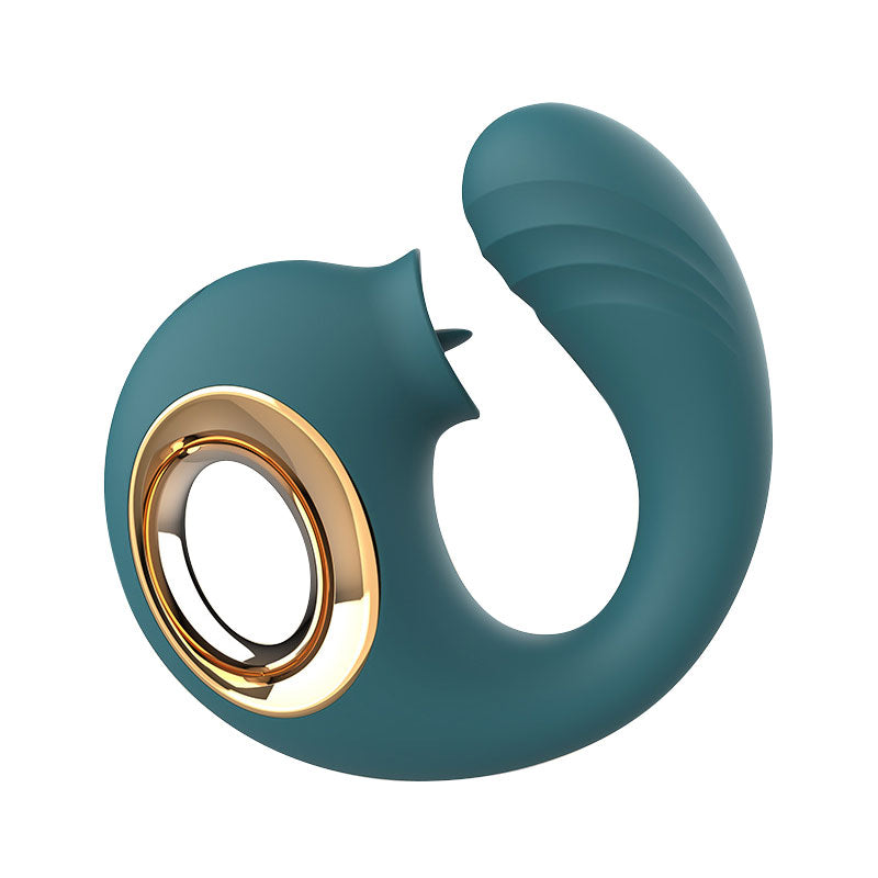 WONDEBLISS Dolphin Tongue vibrator blackish green color overall real product photo