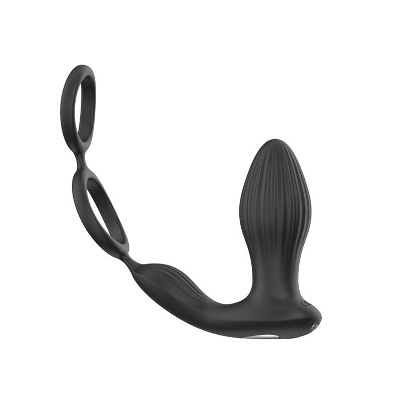 WONDEBLISS double-ring prostate massager side view, black