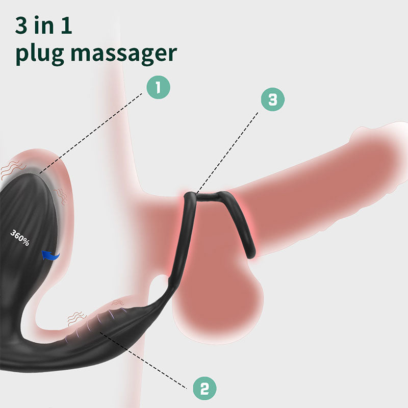WONDEBLISS 3-in-1 double-ring prostate massager three functions overview