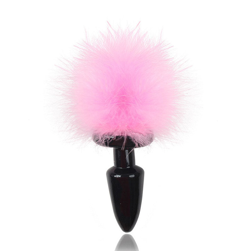 Wondebliss pink silicone feather anal plug with soft natural feather decoration