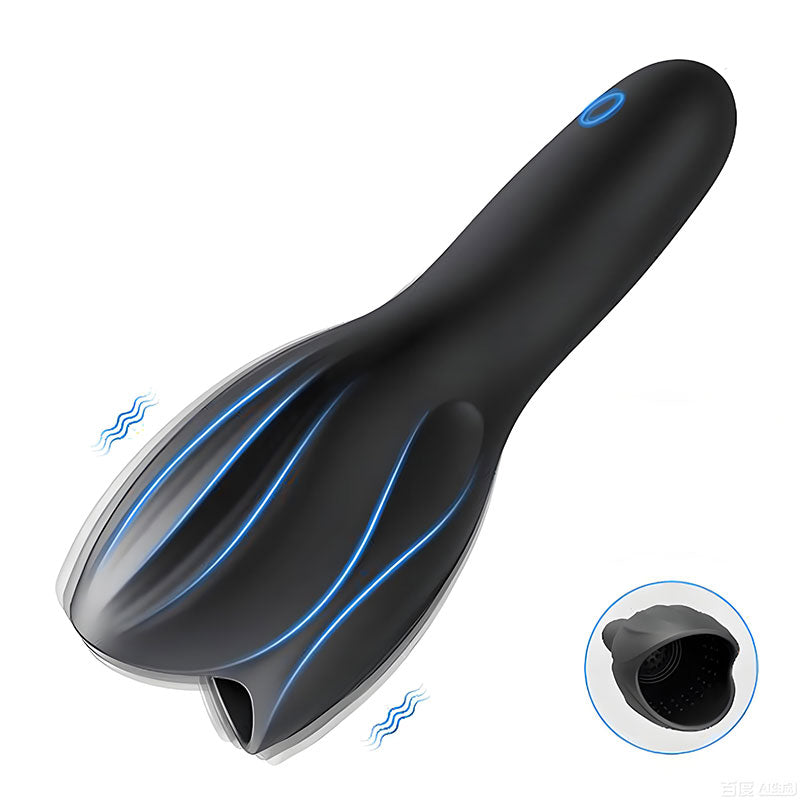 WONDEBLISS Fish-Mouth masturbator front view, black