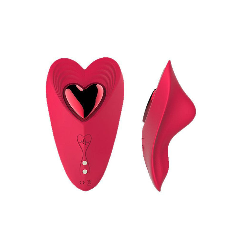 WONDEBLISS Heartbeat wearable clitoral massager red heart design front view