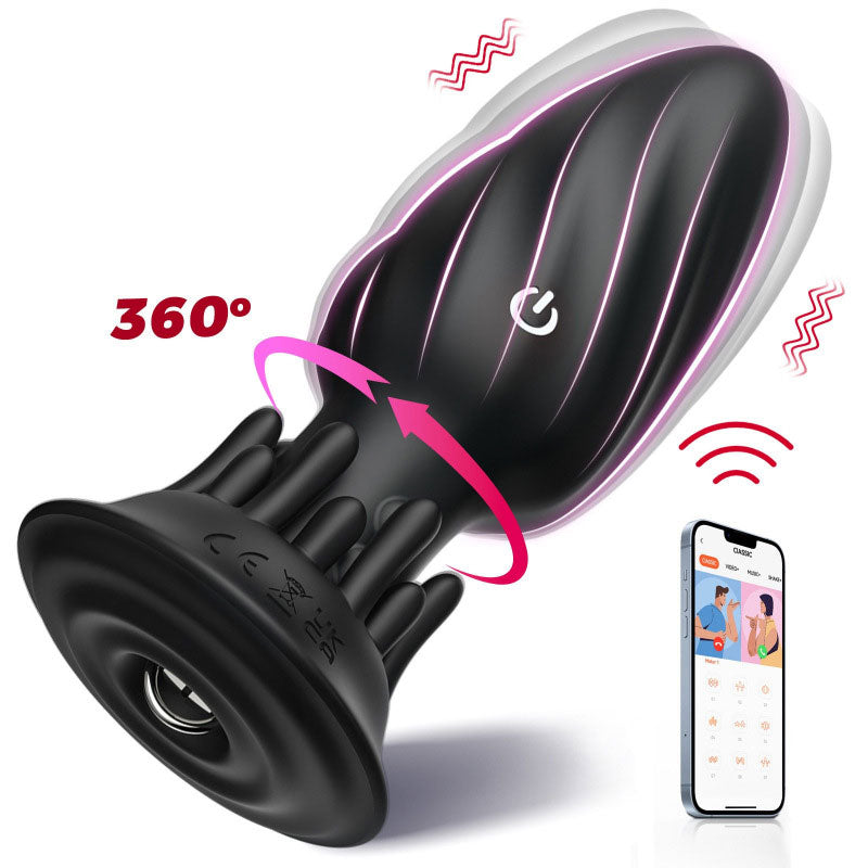 WONDEBLISS Lamp Wick rotating anal plug APP control version, black