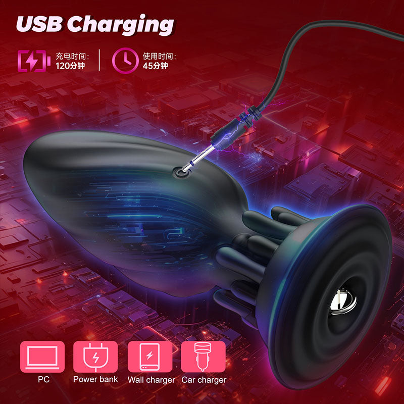 WONDEBLISS Lamp Wick rotating anal plug USB magnetic charging