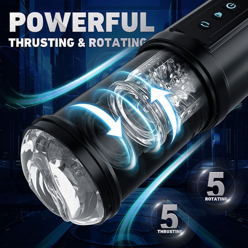 WONDEBLISS Lens 3-in-1 masturbator powerful thrusting and rotating action