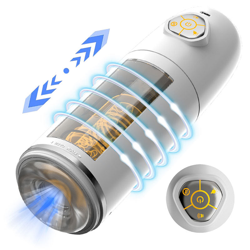 WONDEBLISS Light Show masturbator white side view with telescopic extension