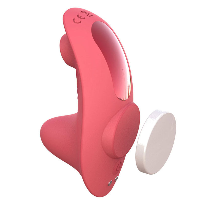 WONDEBLISS Magnetic Wearable clitoral massager in orange color