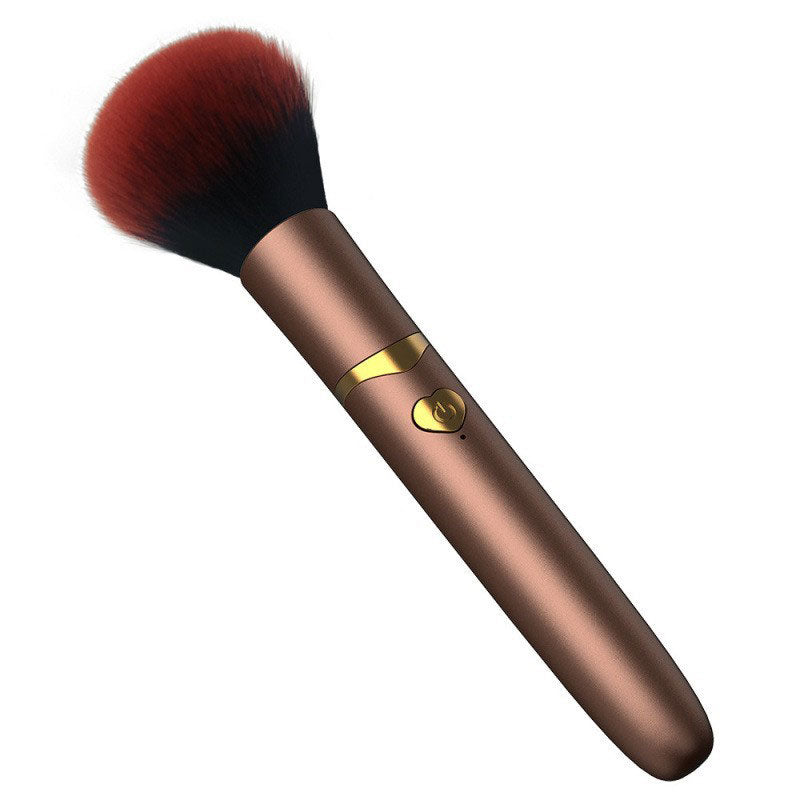 Wondebliss Makeup Brush Vibrator in Brown – Side View Showing Brush Tip Design