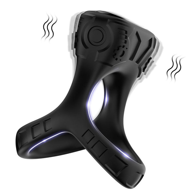 WONDEBLISS Mecha-X vibrating cock ring black color front main product photo