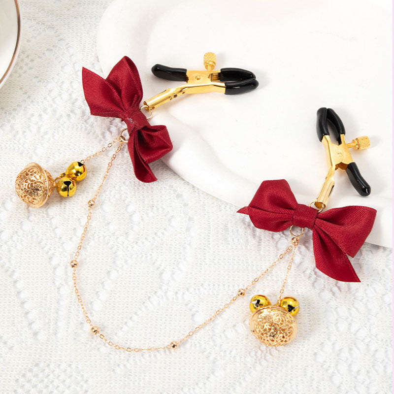 Wondebliss bow bell nipple clip normal style design showing adjustable structure and bow decoration