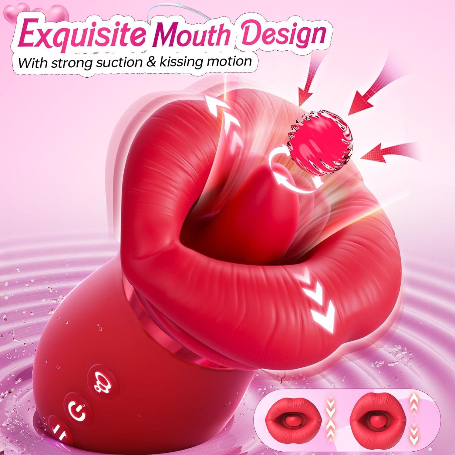 Wondebliss Red Lip 4-in-1 Massager Side View - Ergonomic Grip, Compact Size, Silent Operation