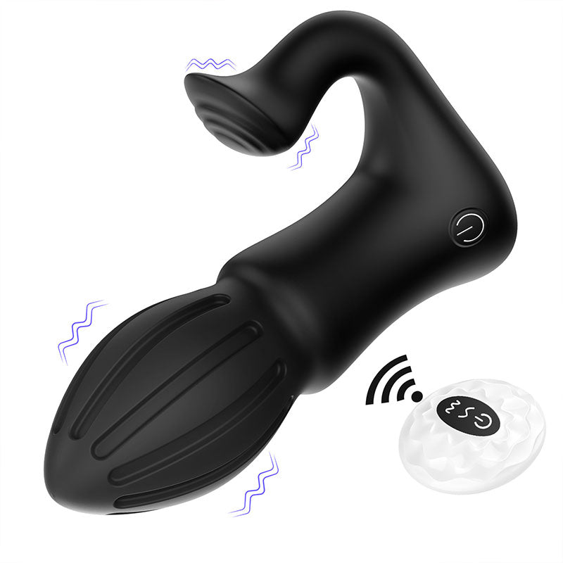 WONDEBLISS Rocket Dinosaur prostate massager front view, black