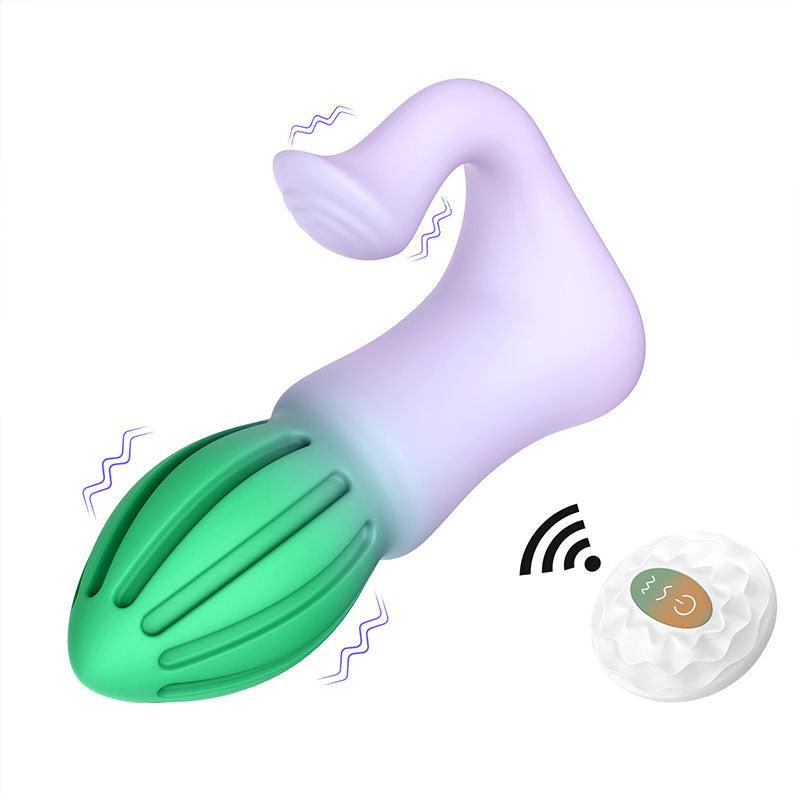 WONDEBLISS Rocket Dinosaur prostate massager front view, gradient green