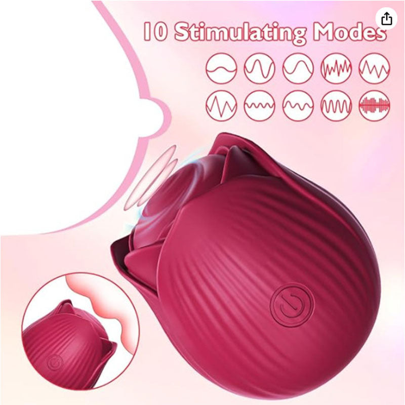 Wondebliss Rose 2-in-1 Sucking Massager - Dual Function Sucking and Vibration Modes